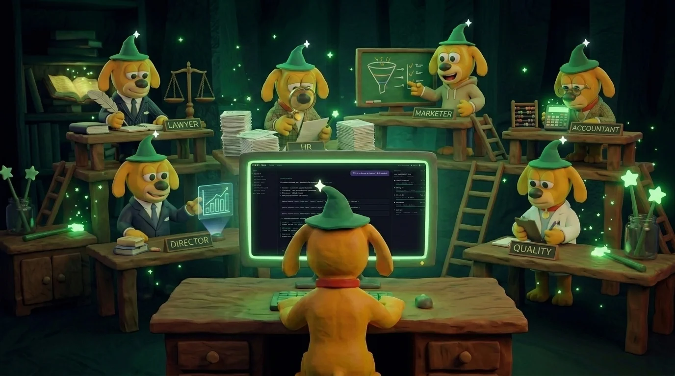 Orchestra mascot and AI team at work
